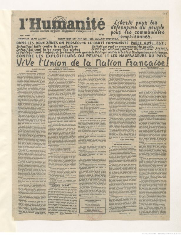 Landini -  Lettre ouverte de Léon Landini aux dirigeants des associations se réclamant de la mémoire de la résistance et de la déportation. LHumanite_-_organe_central_du_...Parti_communiste_bpt6k8792415_1