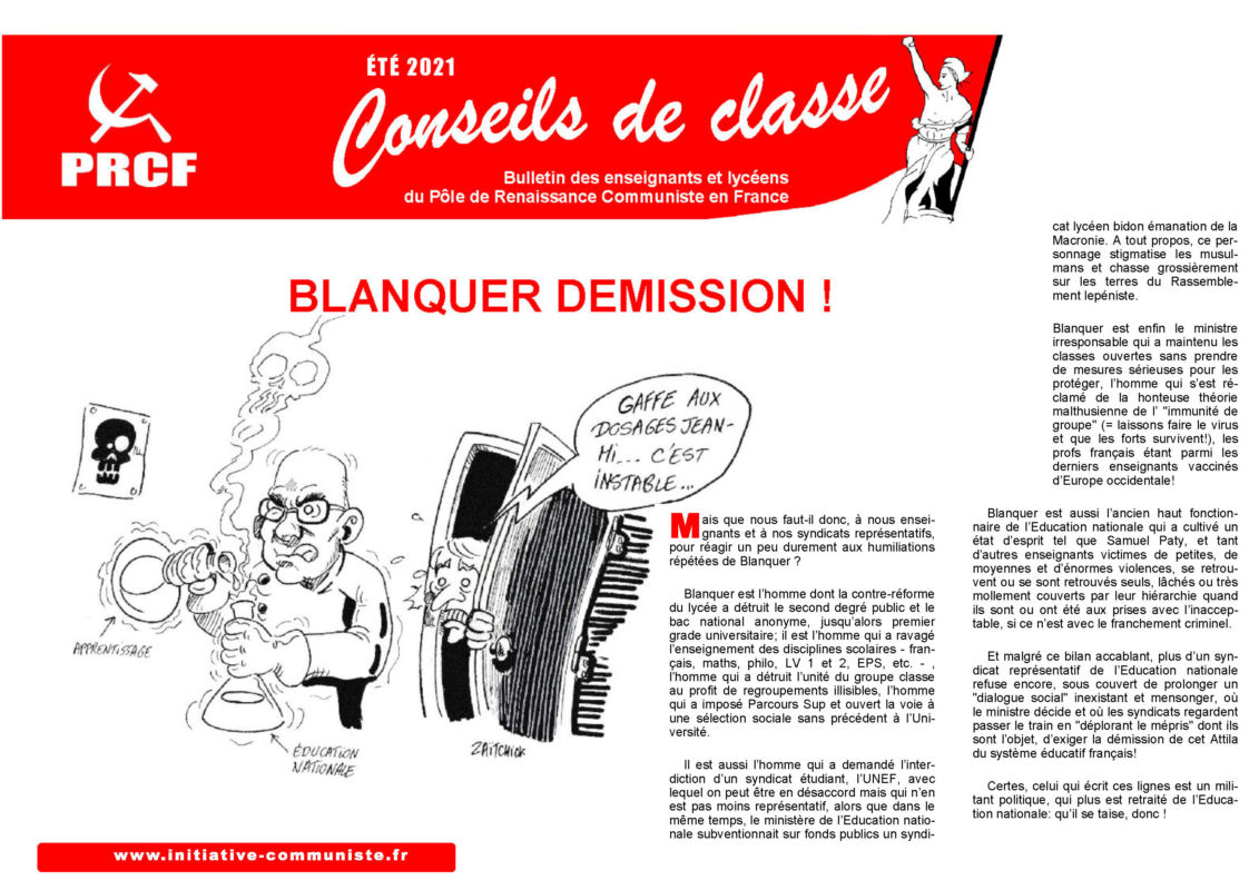 Conseil de Classe : Blanquer démission !