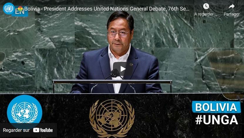 Le discours du président bolivien Luis Arce à l’Assemblée de l’ONU dénonce les coups d’Etat et crimes de l’impérialisme américain.