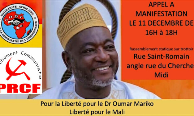 #Mali Manifestons pour la libération d’Oumar Mariko : Paris 11/12 16h Rue Saint Romain