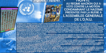 HONTE AU RÉGIME MACRON QUI A VOTÉ CONTRE LA MOTION CONDAMNANT LE NAZISME PRESENTÉE PAR LA RUSSIE À L&rsquo;ASSEMBLÉE GÉNÉRALE DE L&rsquo;O.N.U.