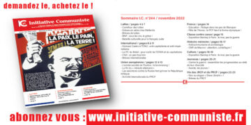 La paix et la paye ! IC n°244 Novembre 2022 est paru, achetez le, abonnez vous !