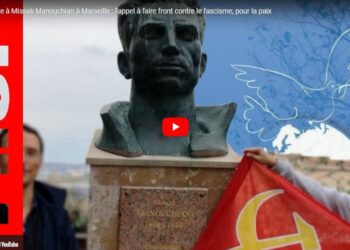 Au monument à Missak Manouchian, à Marseille, les militants du PRCF prennent la parole pour la paix, contre le fascisme.