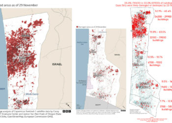 Plus de 100 000 immeubles détruits par les bombardements israéliens à Gaza, soit la moitié des bâtiments rasée. 1,7 millions de déplacés sous les bombes selon l’ONU.