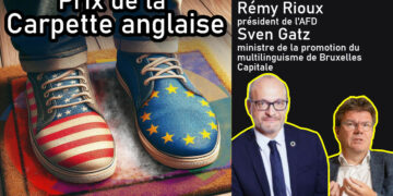 Rémy Rioux président de l&rsquo;AFD est la Carpette anglaise 2023, accompagné de Sven Gatz ministre de la promotion du multilinguisme de Bruxelles Capitale