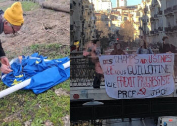 « Des champs aux usines, l’UE nous guillotine, vite Frexit progressiste »- le PRCF solidaire des paysans en lutte
