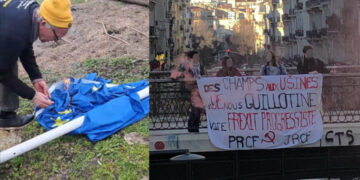 « Des champs aux usines, l’UE nous guillotine, vite Frexit progressiste »- le PRCF solidaire des paysans en lutte