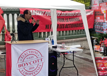 La campagne pour le boycott de l’élection européenne bat son plein : manifestation à Paris, tractage et affichage dans toute la France.