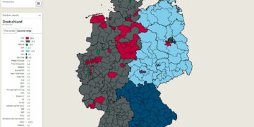 Élections en Allemagne : euro-extrême droitisation guerrière à l&rsquo;Ouest mais levée populaire pour la paix et contre le fascisme à l&rsquo;Est et dans les villes ouvrières. Les #cartes.