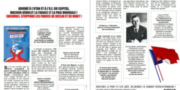 Tract : Arrimé à l&rsquo;OTAN et à l&rsquo;UE du Capital, Macron démolit la France et la paix mondiale ! ENSEMBLE, STOPPONS LES FORCES DE DECLIN ET DE MORT !