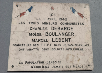 A Lens, en hommage aux résistants communistes Debarge, Ledent et Boulanger, mobilisation antifasciste et pour la paix.