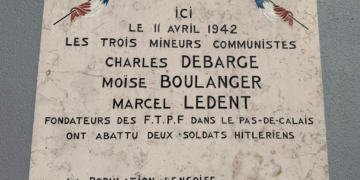 A Lens, en hommage aux résistants communistes Debarge, Ledent et Boulanger, mobilisation antifasciste et pour la paix.